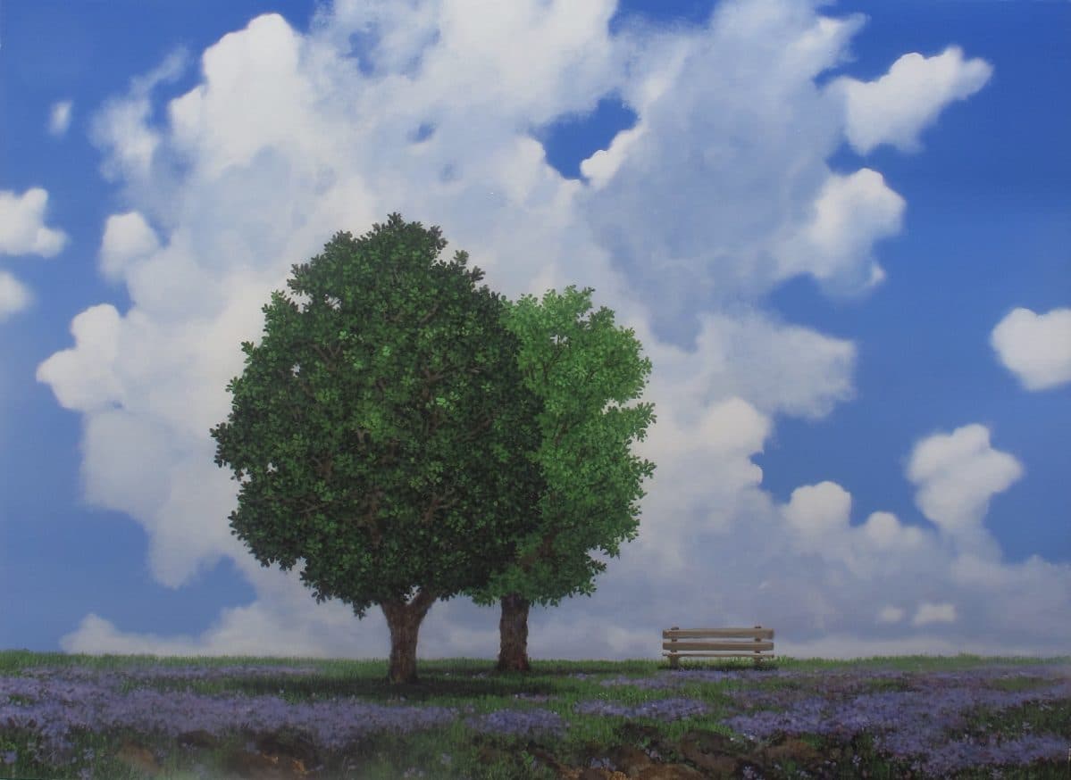 Árboles y Flores Silvestres, Acrylic on linen, 80 × 120 cm, painting by Enrique Sánchez M.
