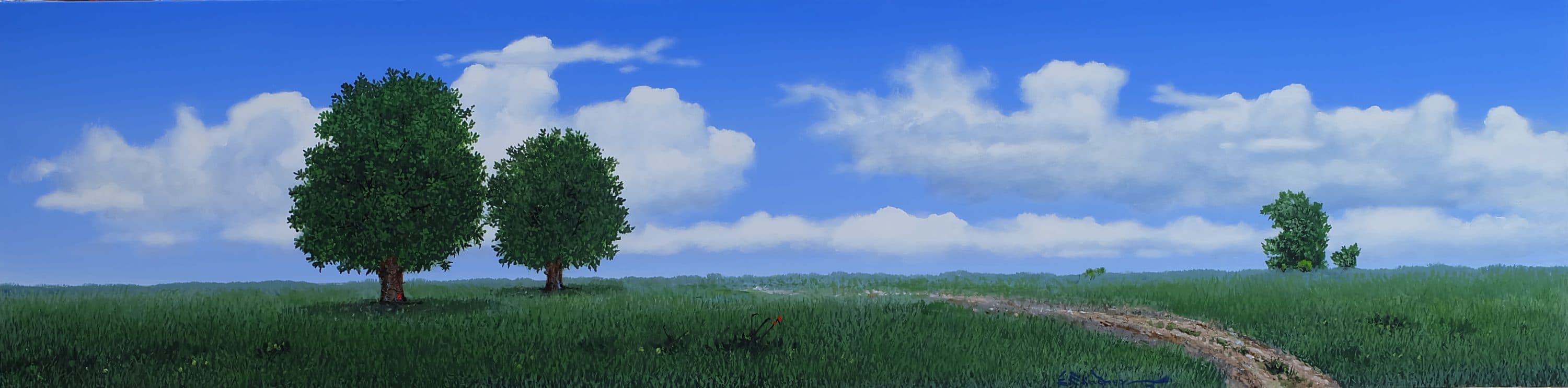 El Camino, Acrylic on linen, 40 × 150 cm, painting by Enrique Sánchez M.