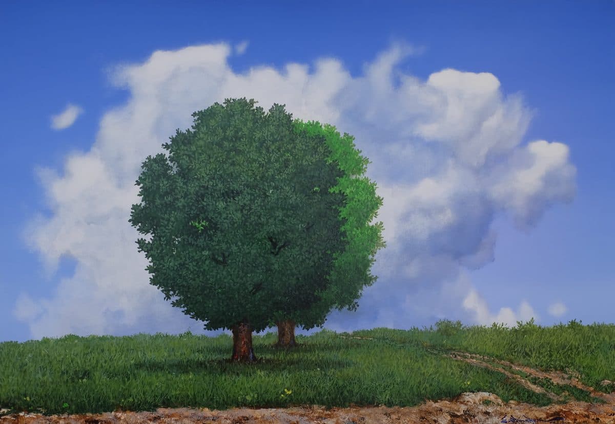 Árboles del Monte, Acrylic on linen, 120 × 180 cm, painting by Enrique Sánchez M.