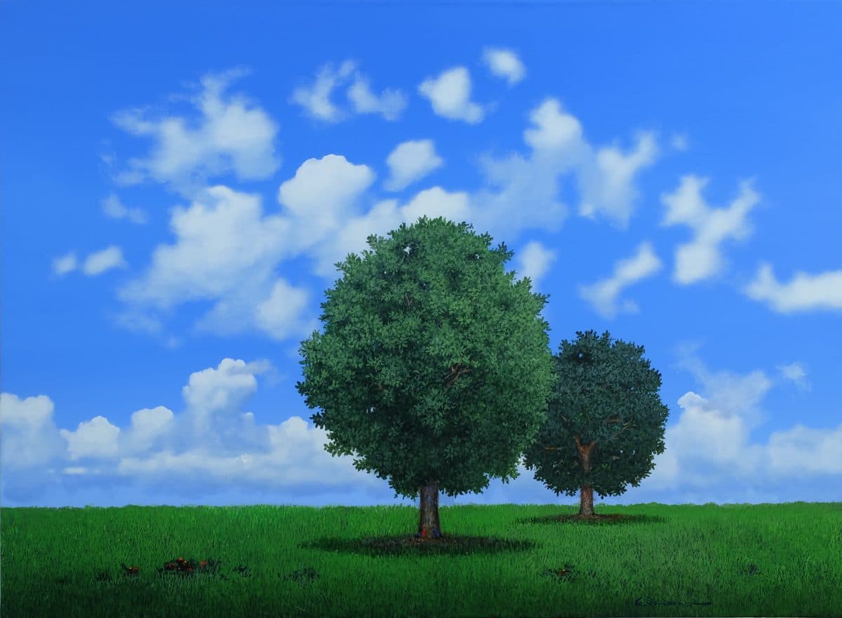 Árboles Soleados, Acrylic on linen, 120 × 150 cm, painting by Enrique Sánchez M.