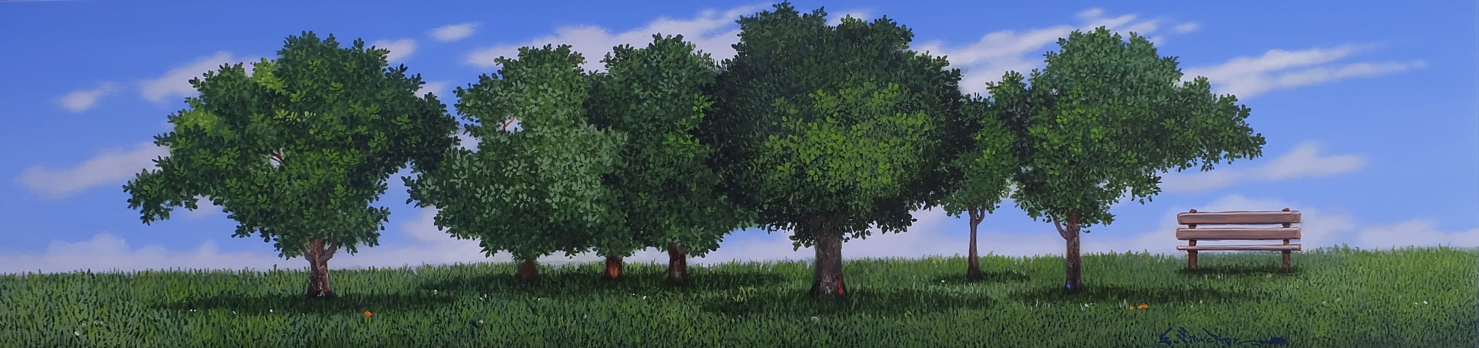 La Primavera, Acrylic on linen, 150 × 200 cm, painting by Enrique Sánchez M.