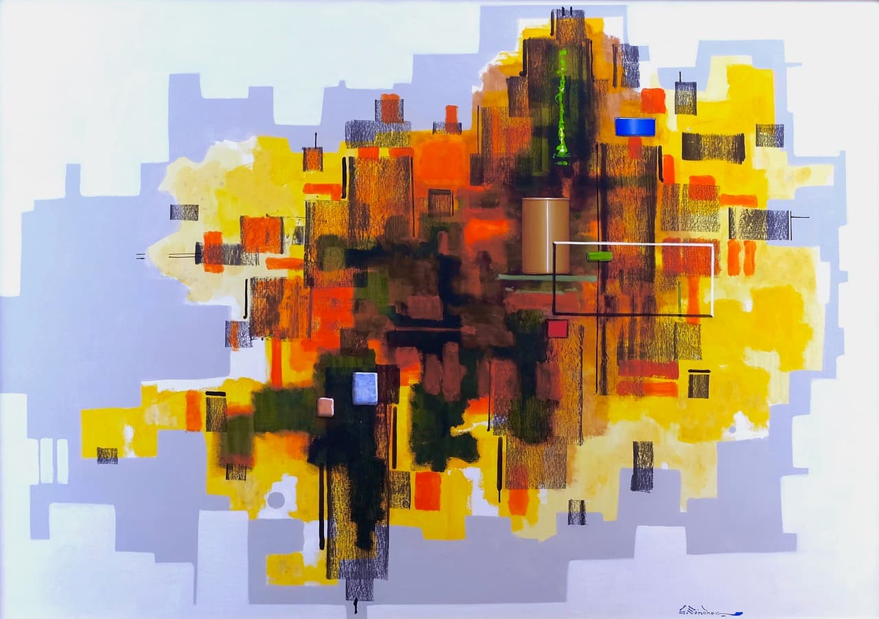 Abstracto 0506, Acrylic on linen, 140 × 200 cm, painting by Enrique Sánchez M.