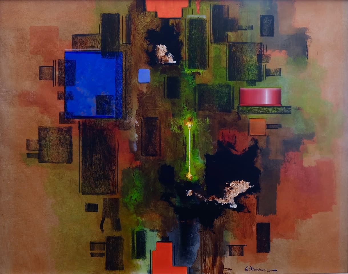 Abstracto 0705, Acrylic on linen, 125 × 155 cm, painting by Enrique Sánchez M.