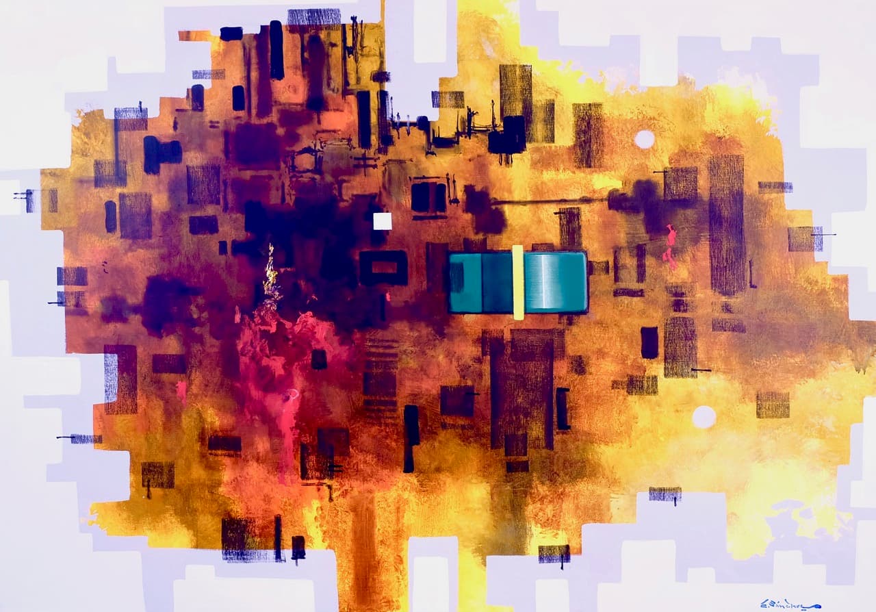 Abstracto 1308, Acrylic on linen, 140 × 200 cm, painting by Enrique Sánchez M.