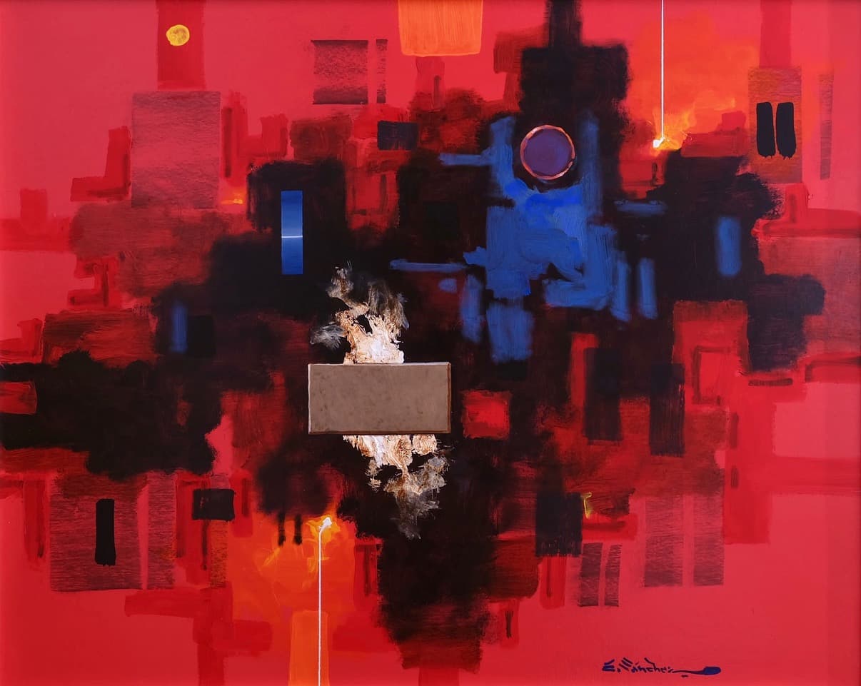 Abstracto 1406, Acrylic on linen, 80 × 100 cm, painting by Enrique Sánchez M.