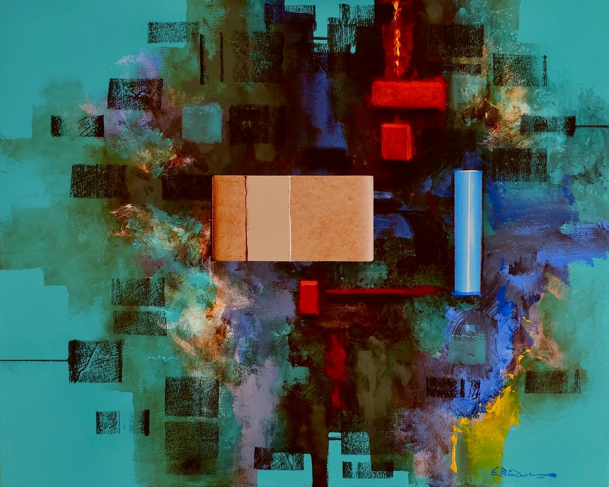 Abstracto 1901, Acrylic on linen, 80 × 100 cm, painting by Enrique Sánchez M.