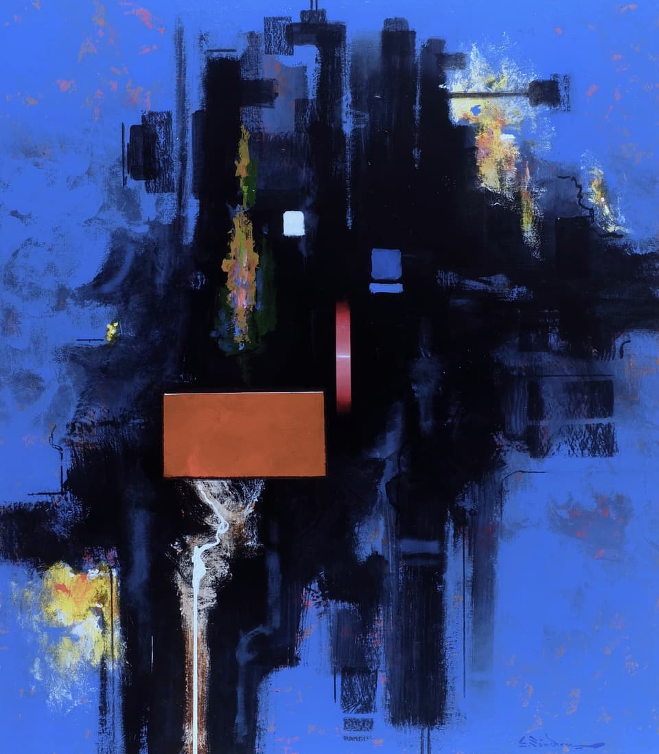 Abstracto 2311, Acrylic on linen, 120 × 105 cm, painting by Enrique Sánchez M.