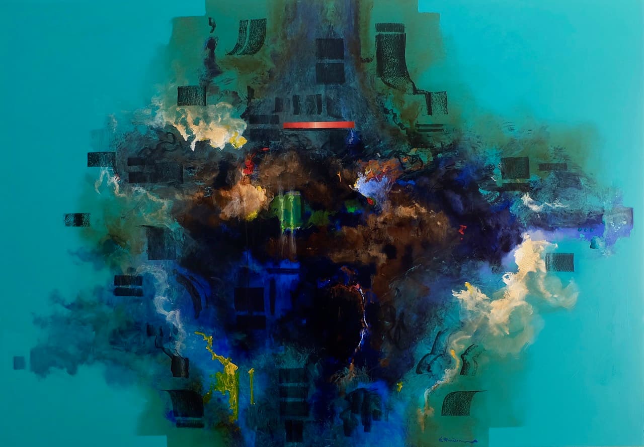 Abstracto 2801, Acrylic on linen, 140 × 200 cm, painting by Enrique Sánchez M.