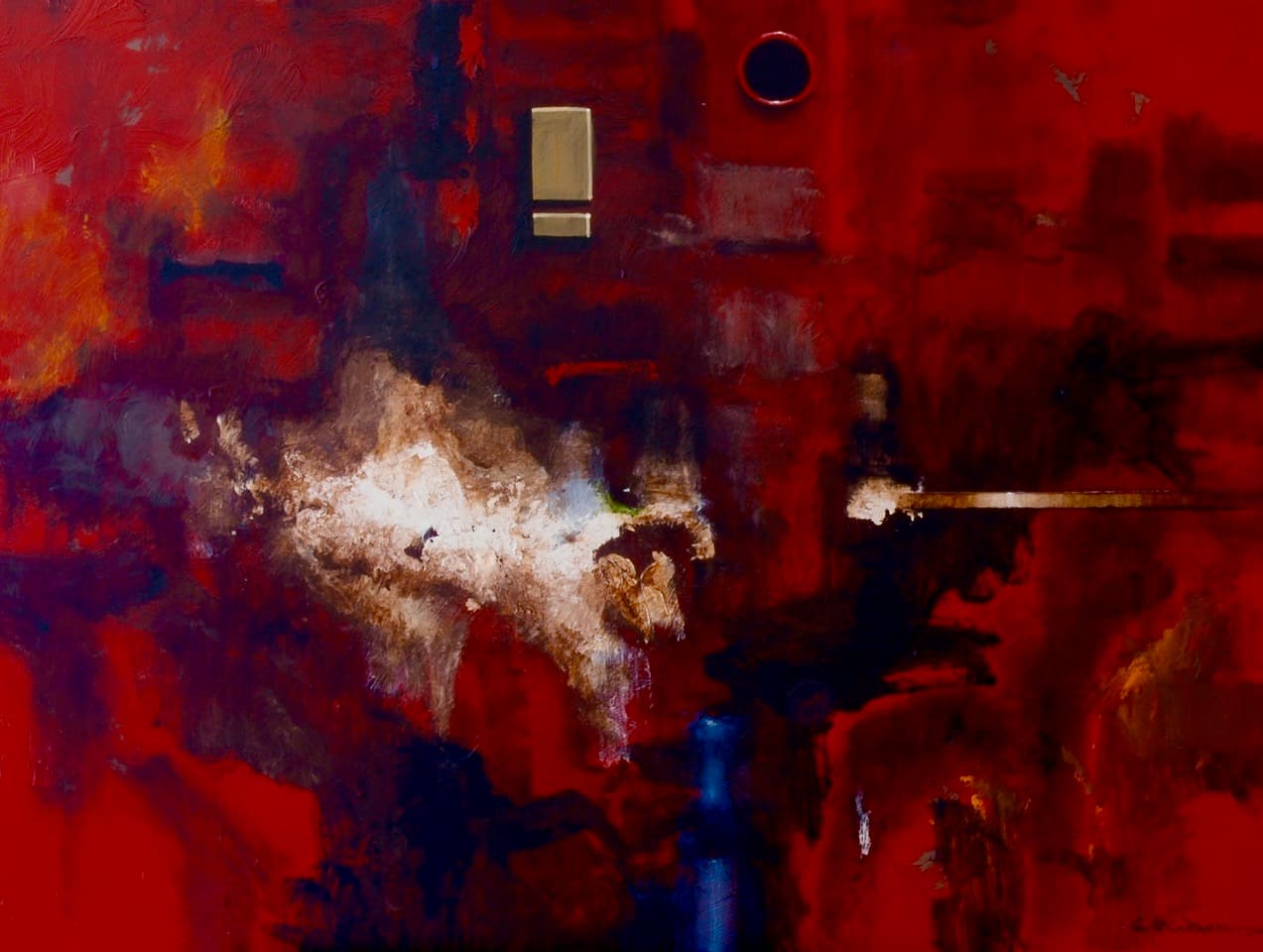 Abstracto Rojo, Acrylic on linen, 110 × 150 cm, painting by Enrique Sánchez M.