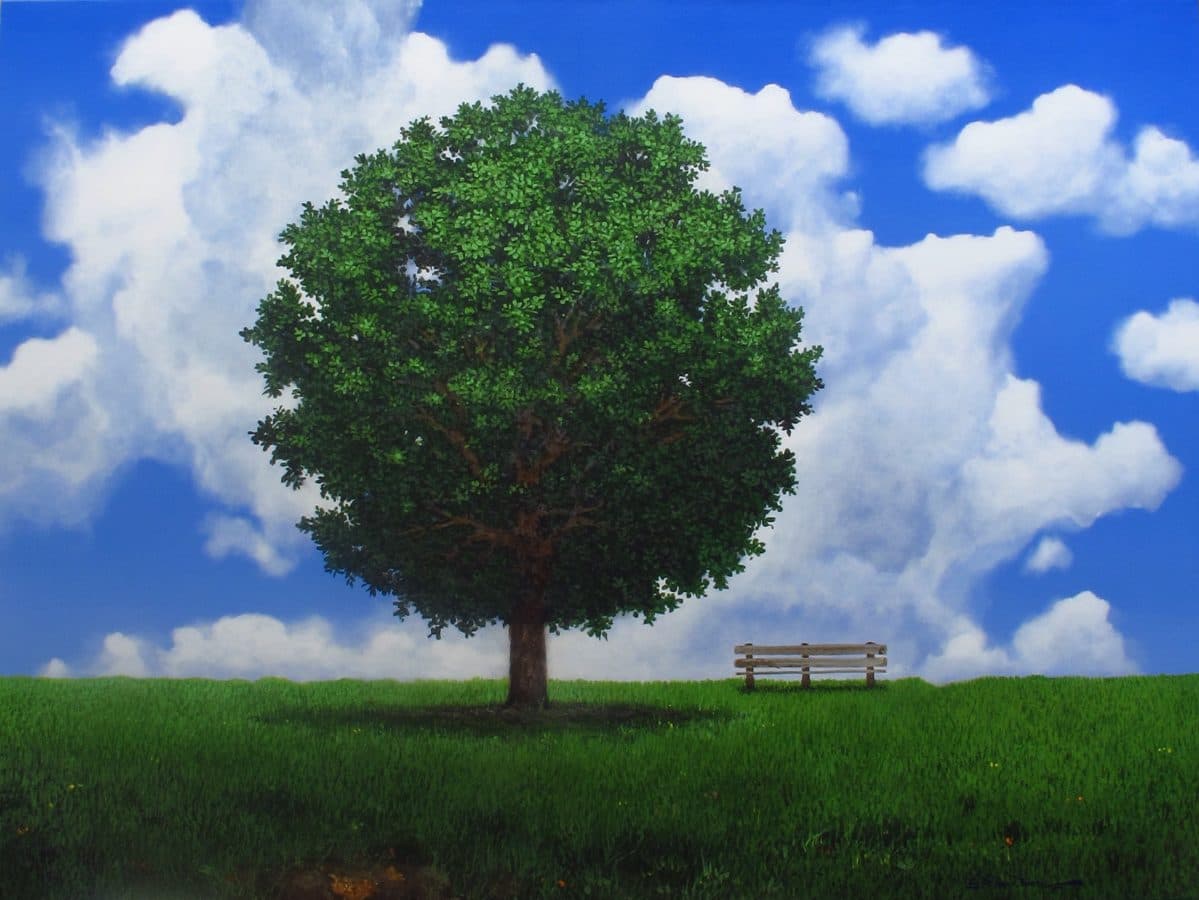 Árbol Místico, Acrylic on linen, 150 × 180 cm, painting by Enrique Sánchez M.