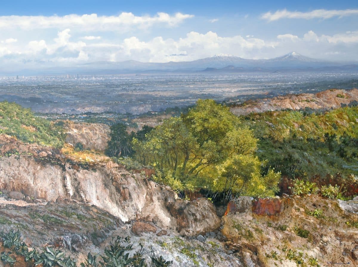 El Valle desde Sayavedra, Acrylic on linen, 160 × 200 cm, painting by Enrique Sánchez M.