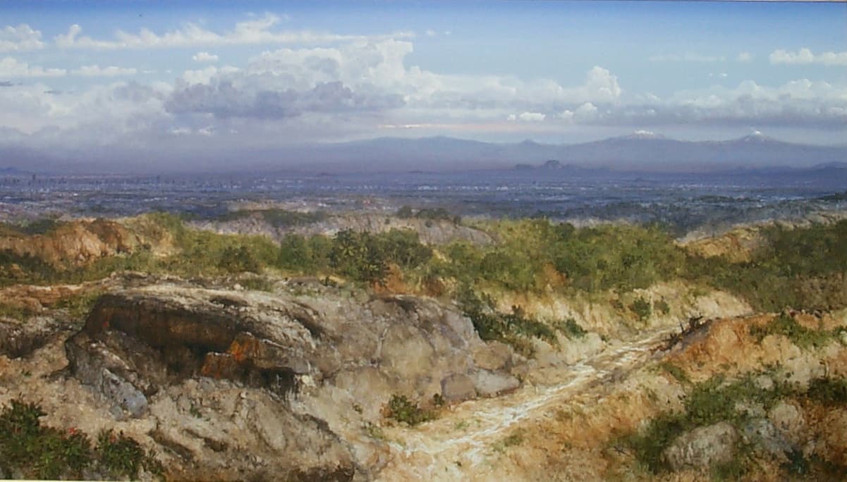 En Camino Hacia el Valle, Acrylic on linen, 150 × 200 cm, painting by Enrique Sánchez M.