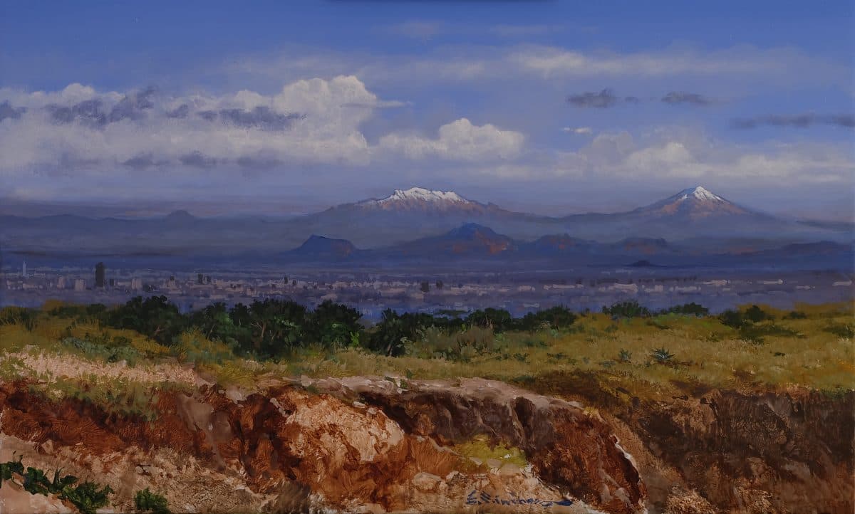 Valle desde Sayavedra, Acrylic on linen, 130 × 180 cm, painting by Enrique Sánchez M.