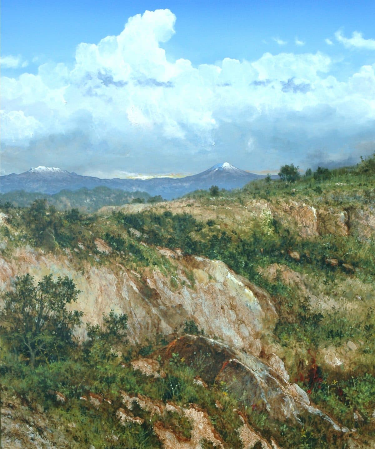 El Valle desde Sayavedra, Acrylic on linen, 180 × 100 cm, painting by Enrique Sánchez M.