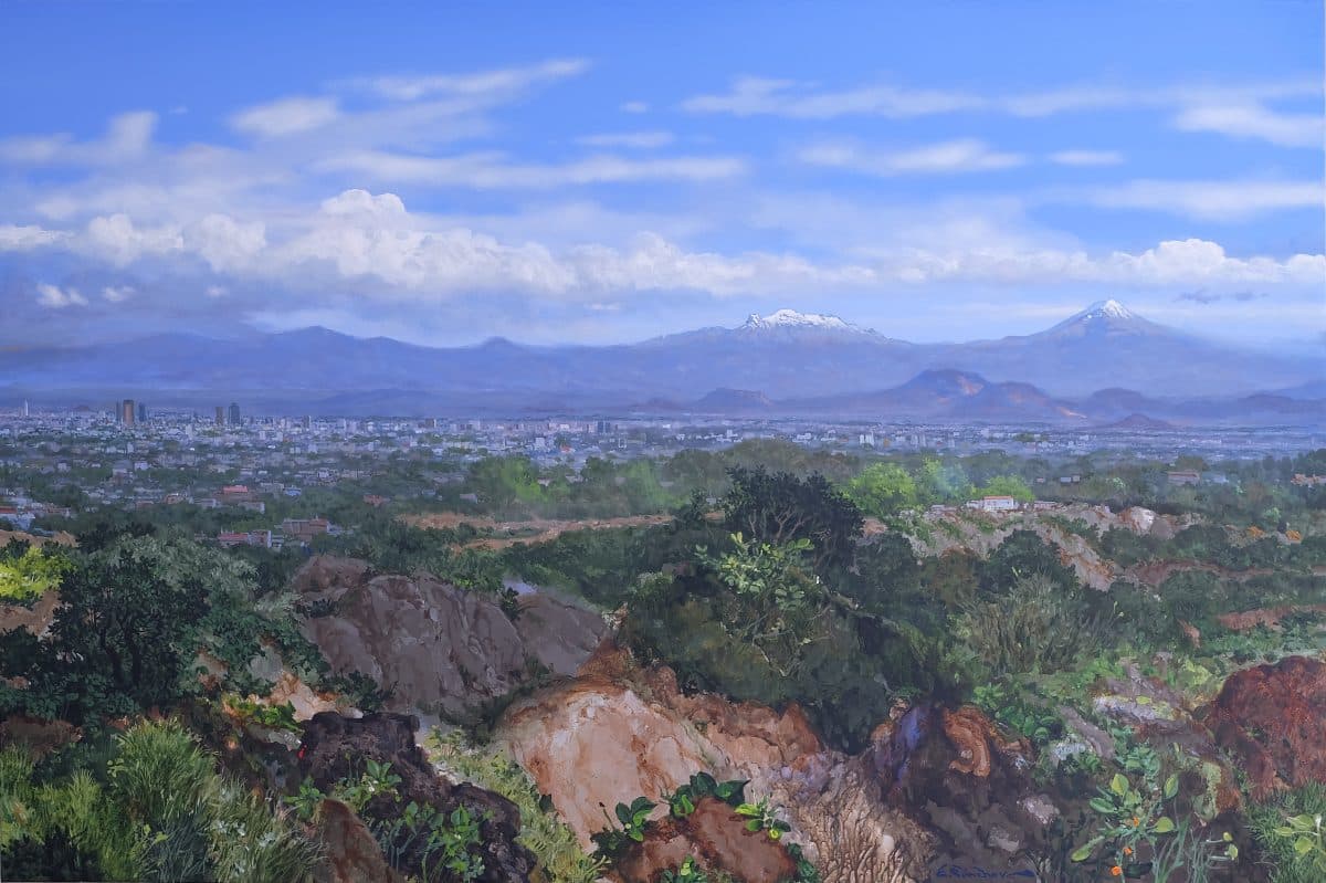 El Gran Valle, Acrylic on linen, 145 × 250 cm, painting by Enrique Sánchez M.